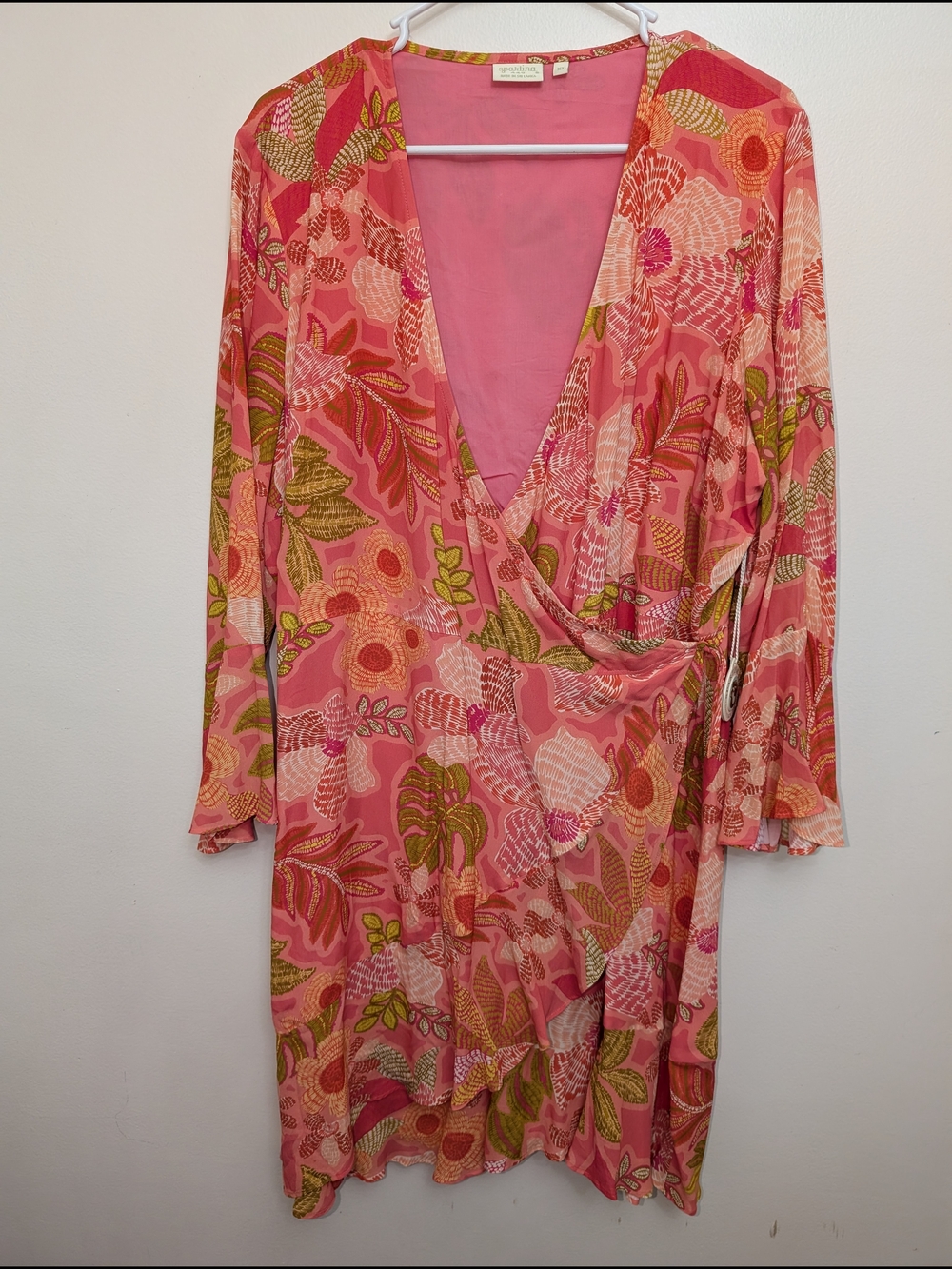 NWT Spartina 449 "Rosalee" Wrap Dress – Calawassie Flowers Pink – Size XL